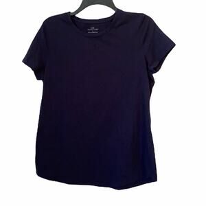 New Directions Navy Cotton Blend Short Sleeve Essential Shirt